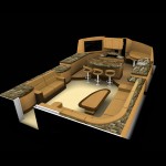 Spencer 86' 3D rendering of the salon and Galley